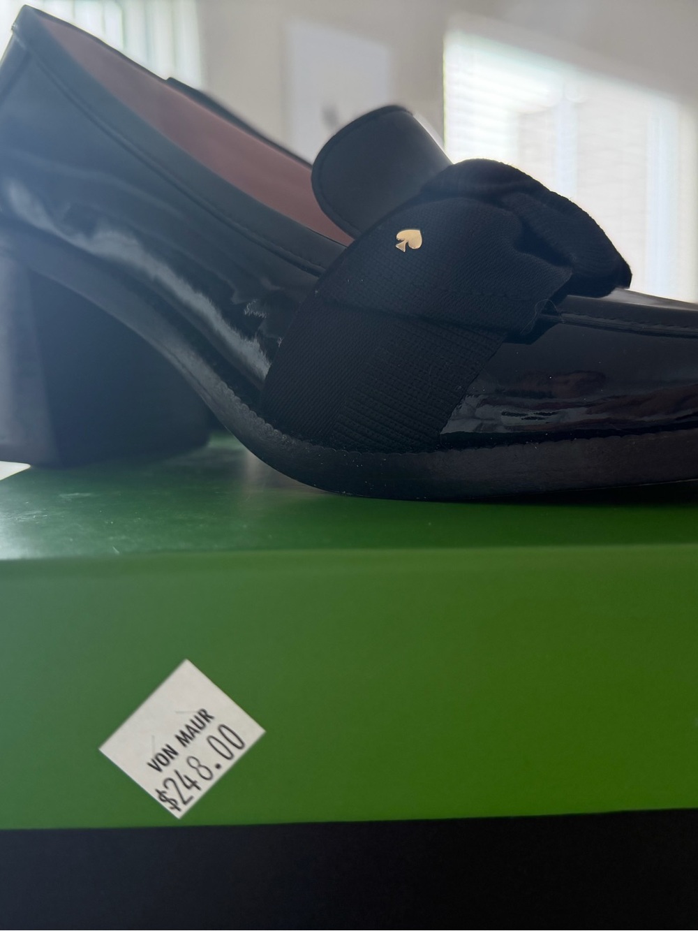 kate spade Black Patent Loafers with Bow Accent - Picture 9 of 10